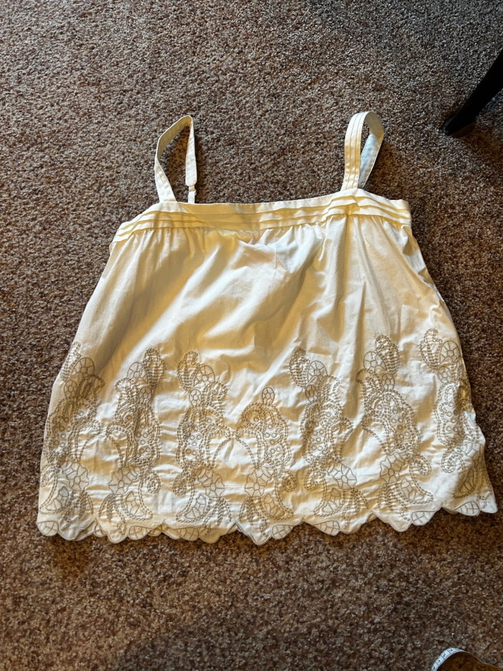BCGB cream tank with embroidered trim